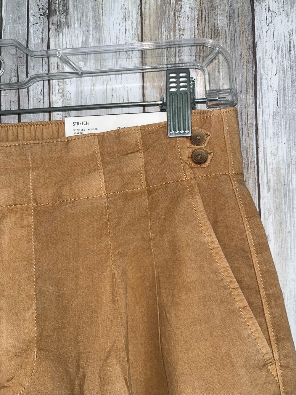 American Eagle Poplin Pull On Wide Leg Pants Camel Lyocell Blend Size 0 NWT - Picture 3 of 6